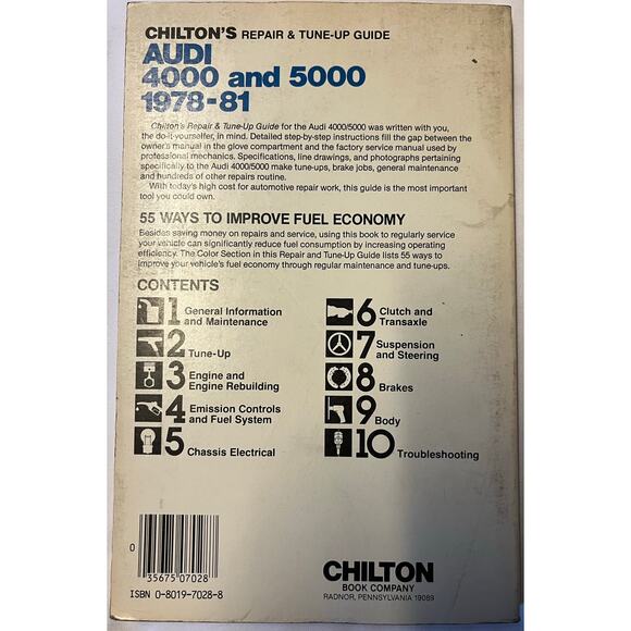 Chilton's Repair & Tune Up Guide Audi 4000 and 5000 1978-81 - Picture 2 of 3